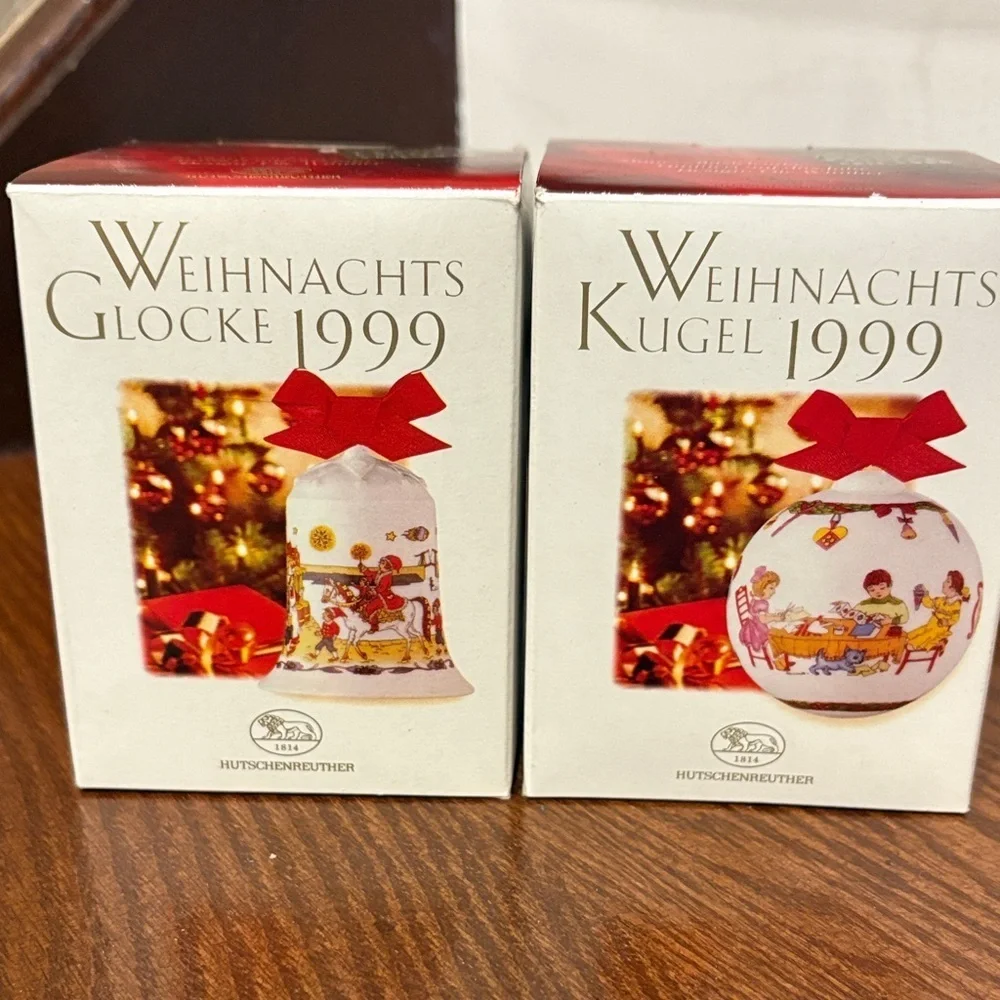 Hutschenreuther 1999 limited edition Christmas ball bell Ornament Set porcelain